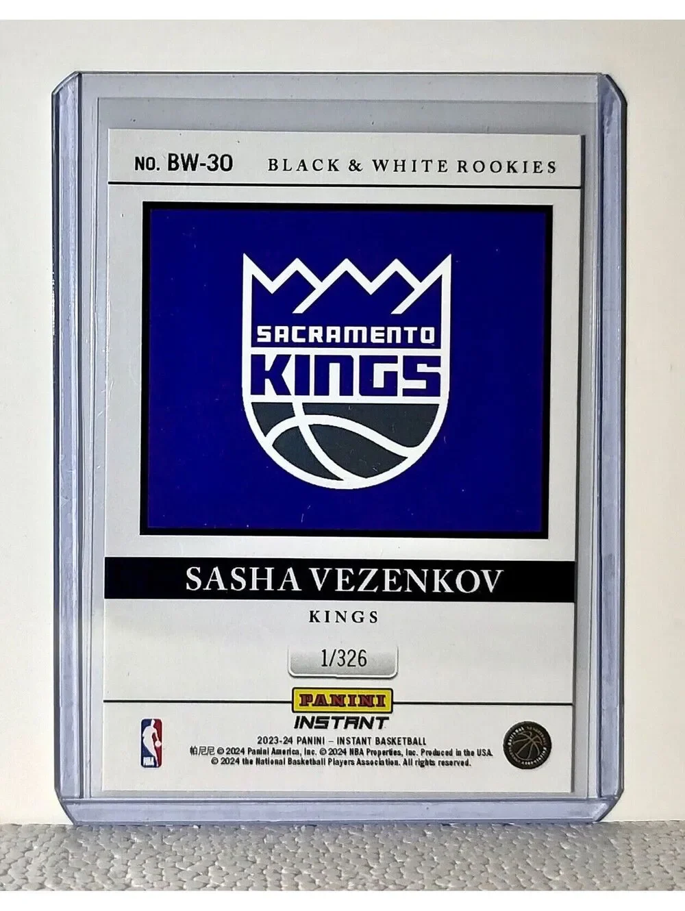 Sasha Vezenkov 2023-24 Panini NBA #30 Black and White Rookies Card 1/326